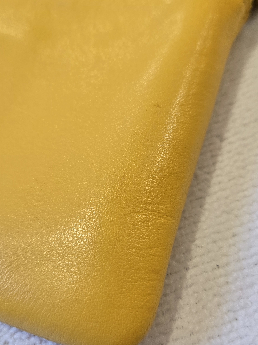 Coach Yellow Leather Wristlet Clutch with Logo Tag - Picture 13 of 13